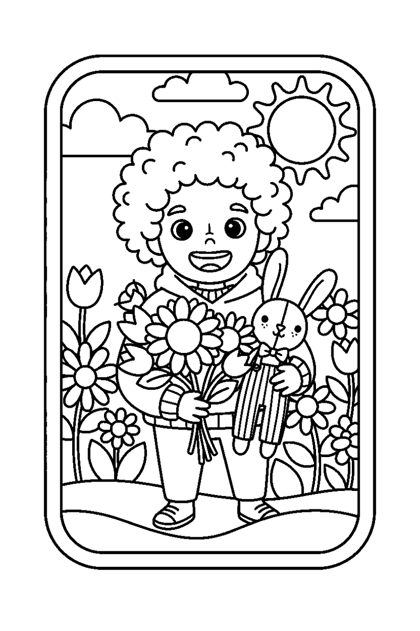 Bloemen kleurplaat om in te kleuren